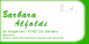 barbara alfoldi business card